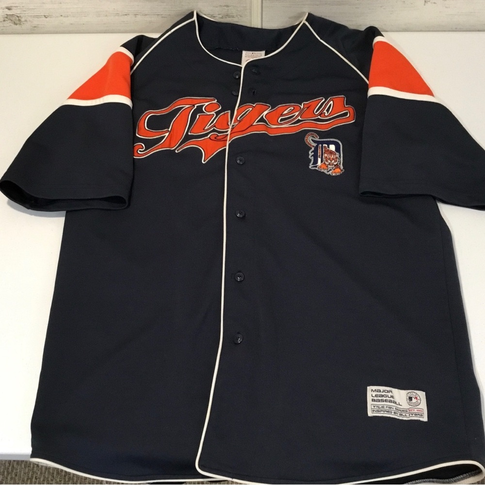 True Fan Detroit Tigers MLB Baseball Jersey Navy Blue Men's XL
